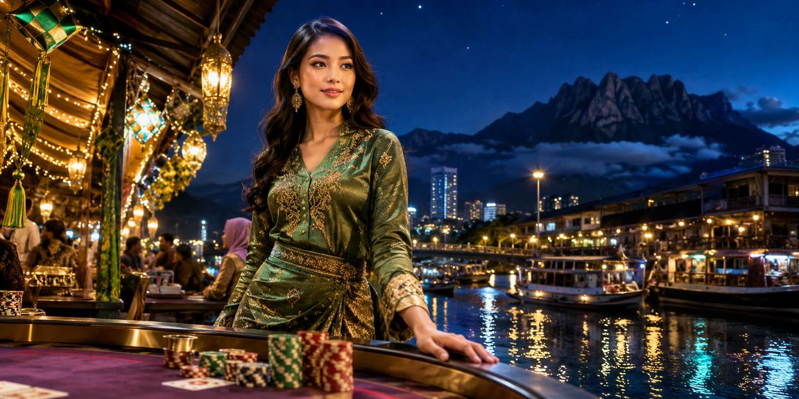 Suasana pertaruhan dan slot sempena Hari Raya di Sabah dengan dekorasi perayaan