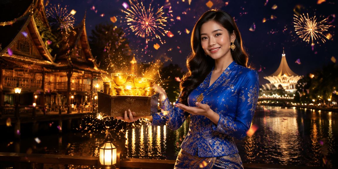 Pemain bertaruh menggunakan baju kurung melambangkan budaya Malaysia dalam permainan slot